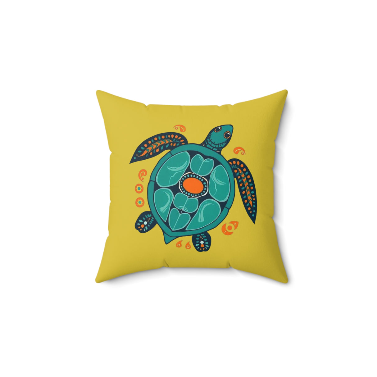 Blue Turtle Boho Sea Turtle Pillow, Faux Suede Pillow - 4 sizes