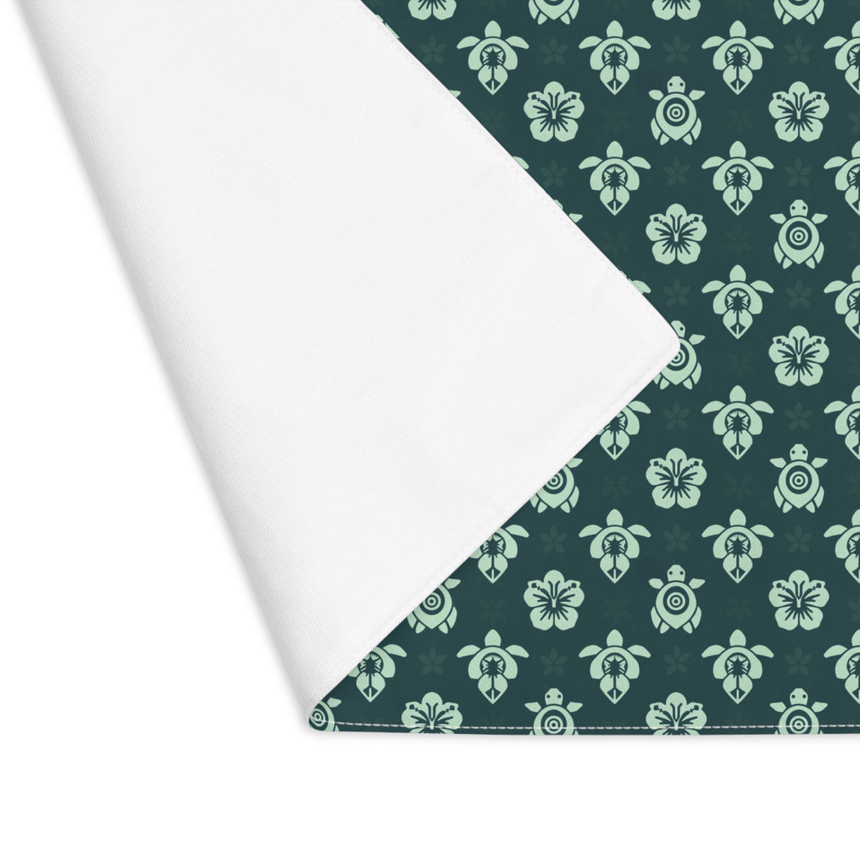 Dark Teal Sea Turtle and Floral Pattern Placemat