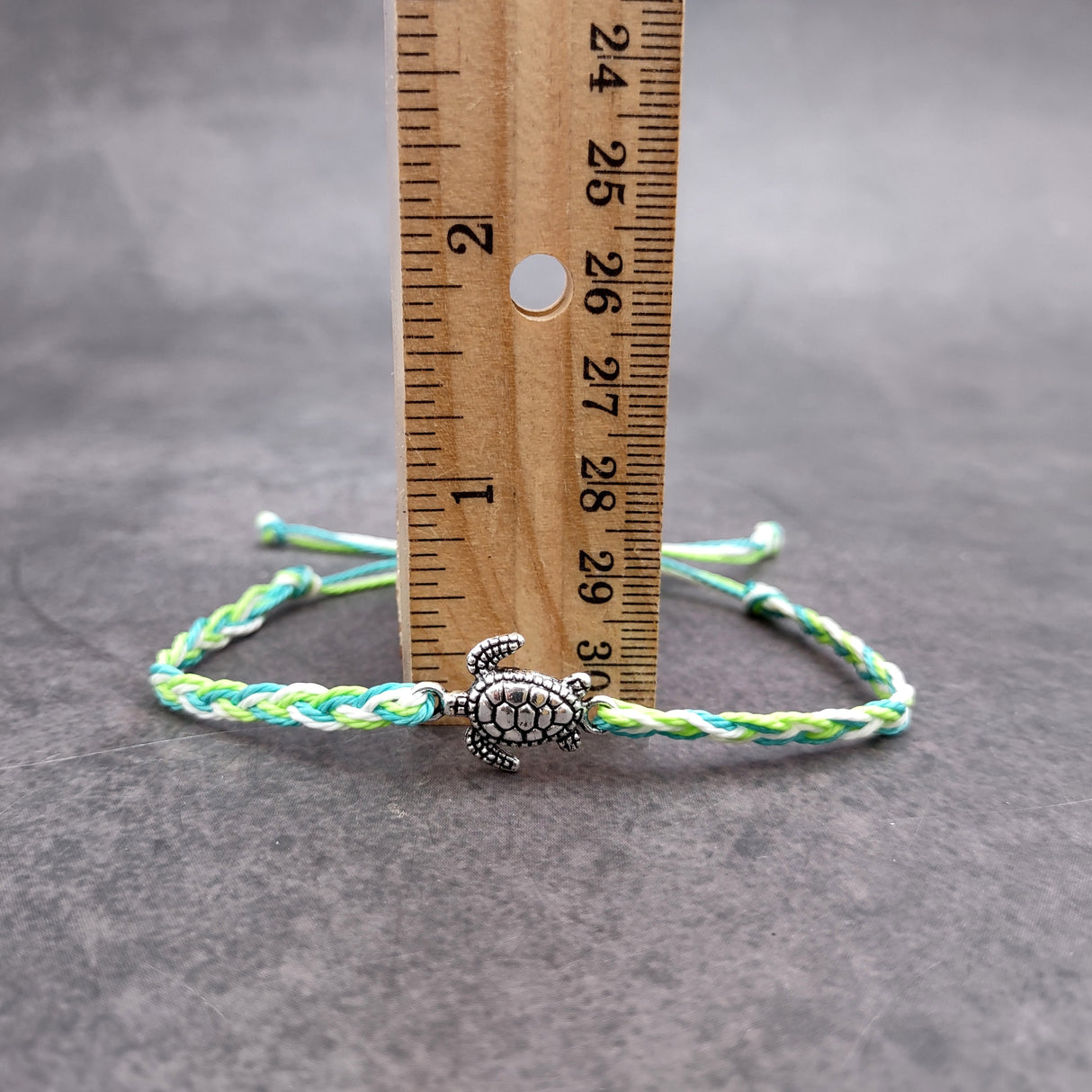 Sea Turtle Bracelet Braided Cord Teal Lime Green White (approx. 5-7+ inches AROUND) Aqua Green White String Sea Turtle Bracelet to gift!
