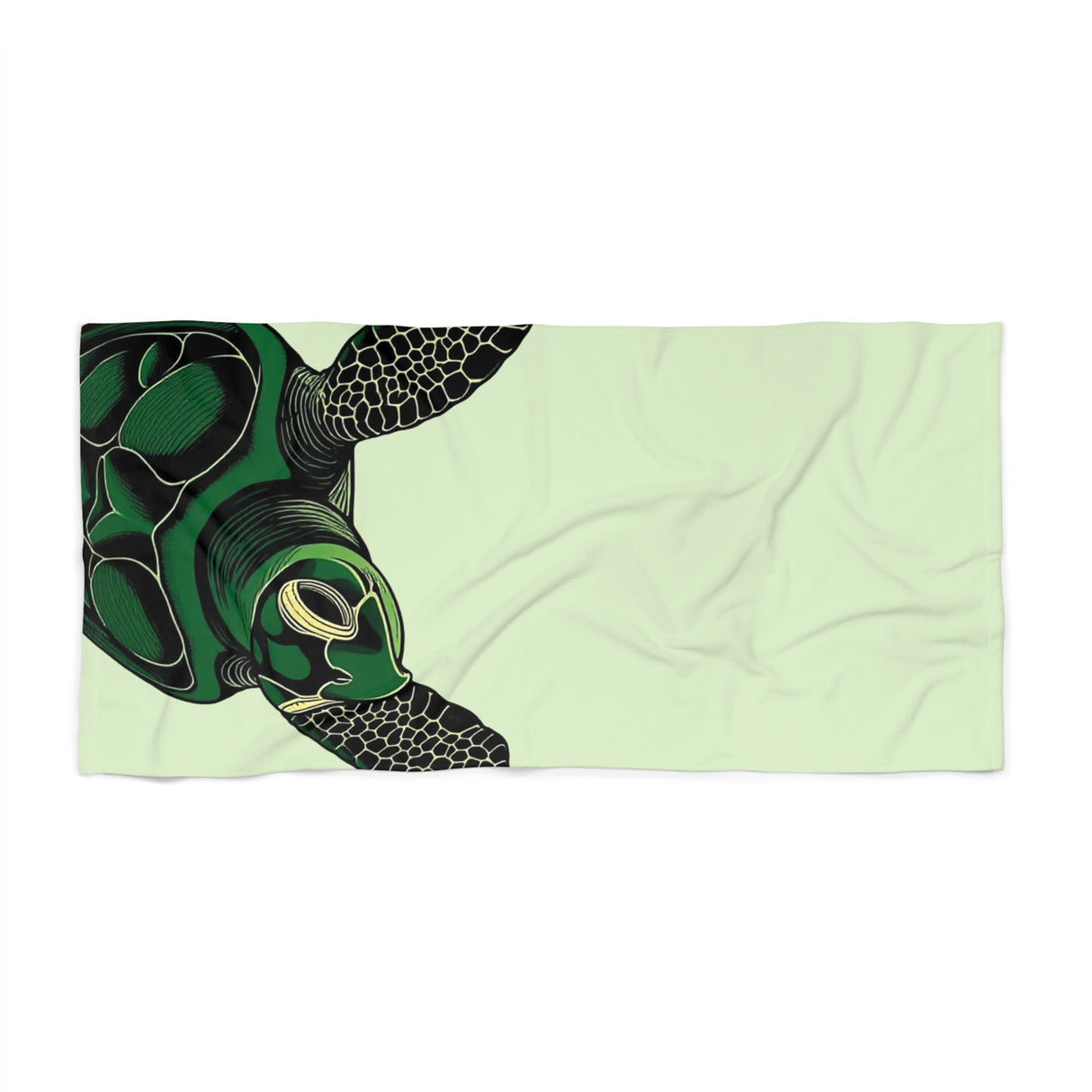 Green Peaking Sea Turtle Beach Towel