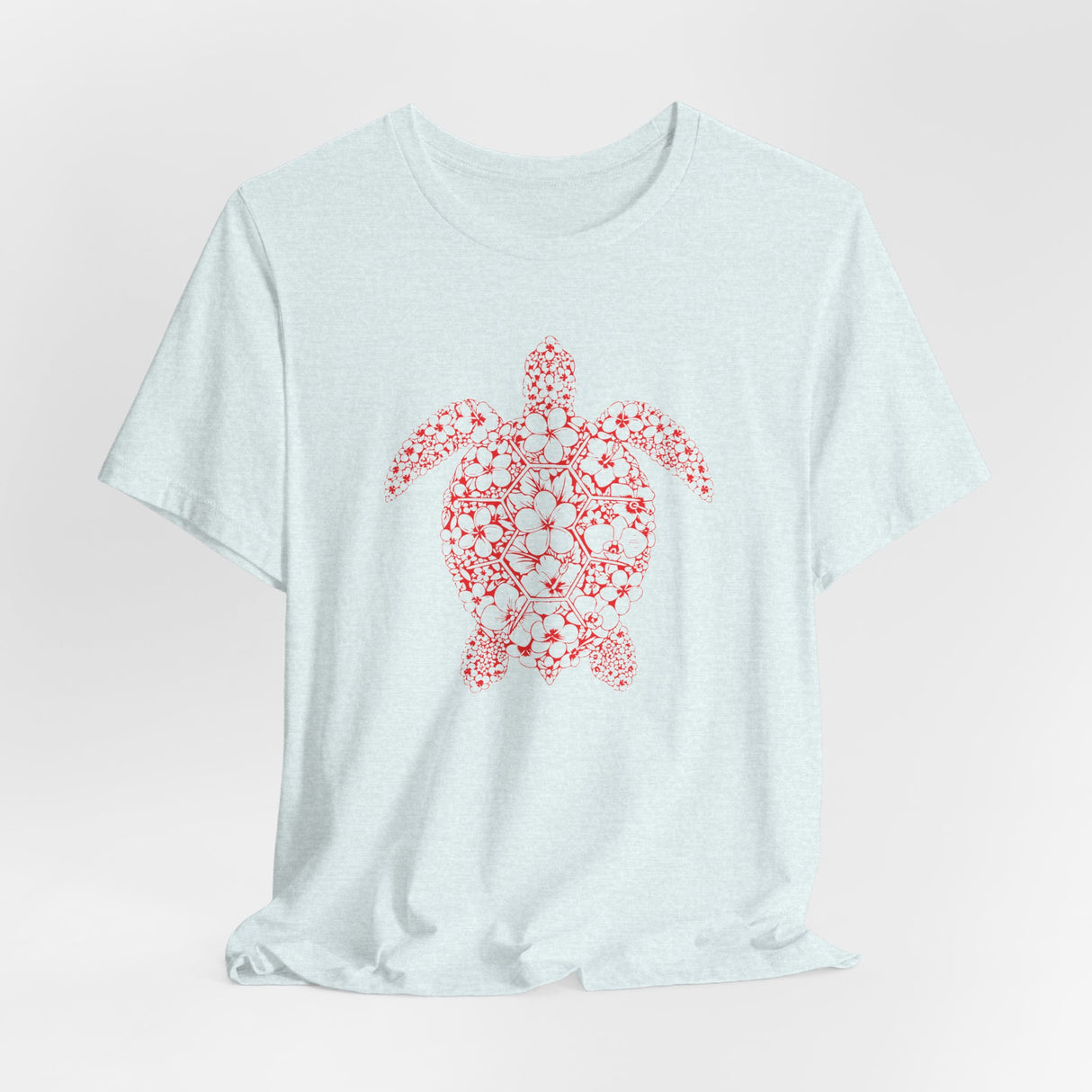 Red Tropical Flower Sea Turtle Graphic Tee - 5 Colors