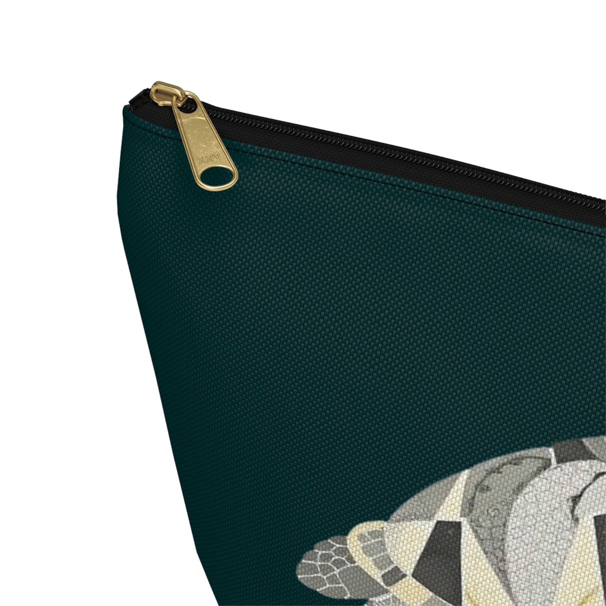 Dark Teal Collage Sea Turtle Print Accessory Pouch