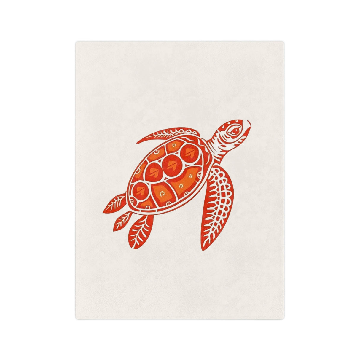 Orange and Red Tropical Sea Turtle-Themed Velveteen Microfiber Blanket - 3 Sizes