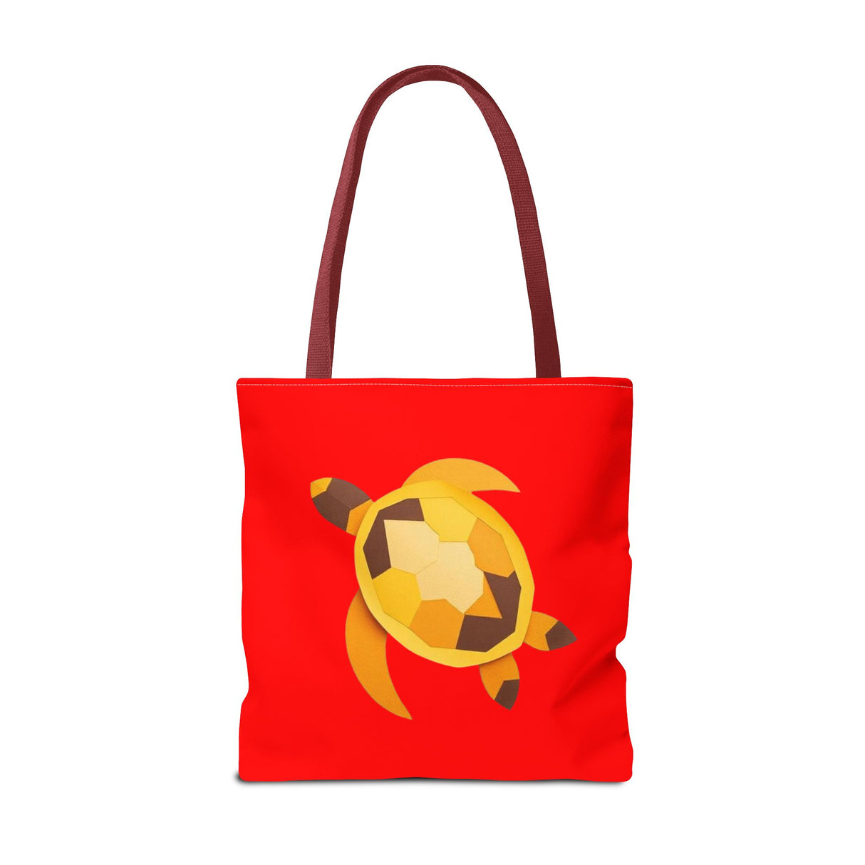 Red and Gold Collage Print Sea Turtle Tote Bag - 3 sizes