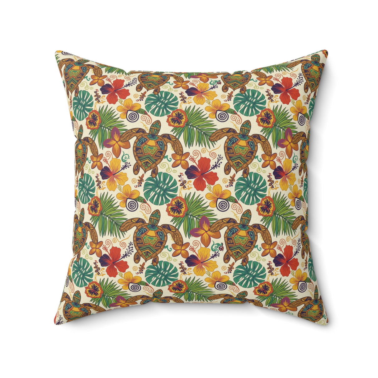 Tropical Pattern Sea Turtle Faux Suede Pillow - 4 sizes