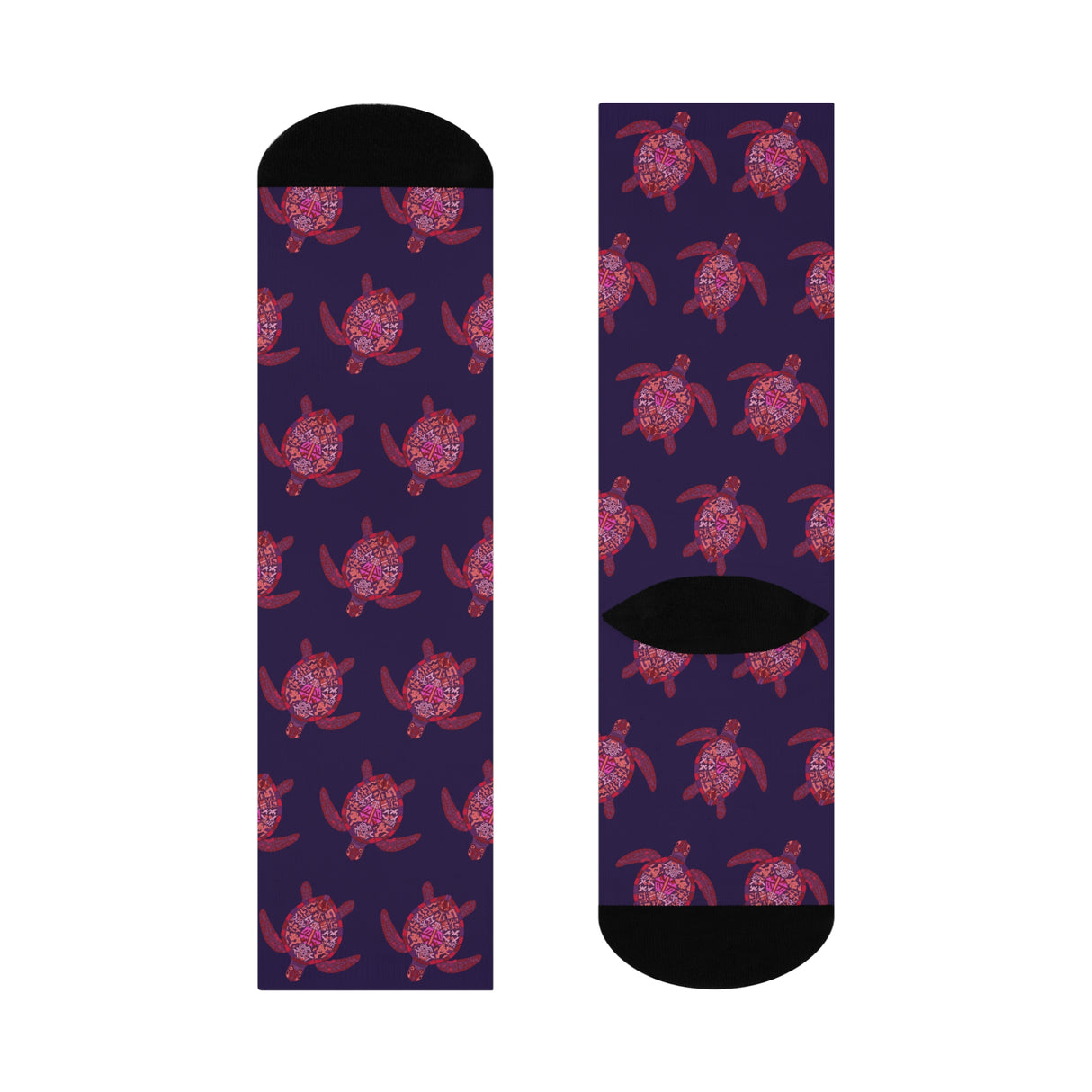 Purple Sea Turtle Cushioned Crew Socks