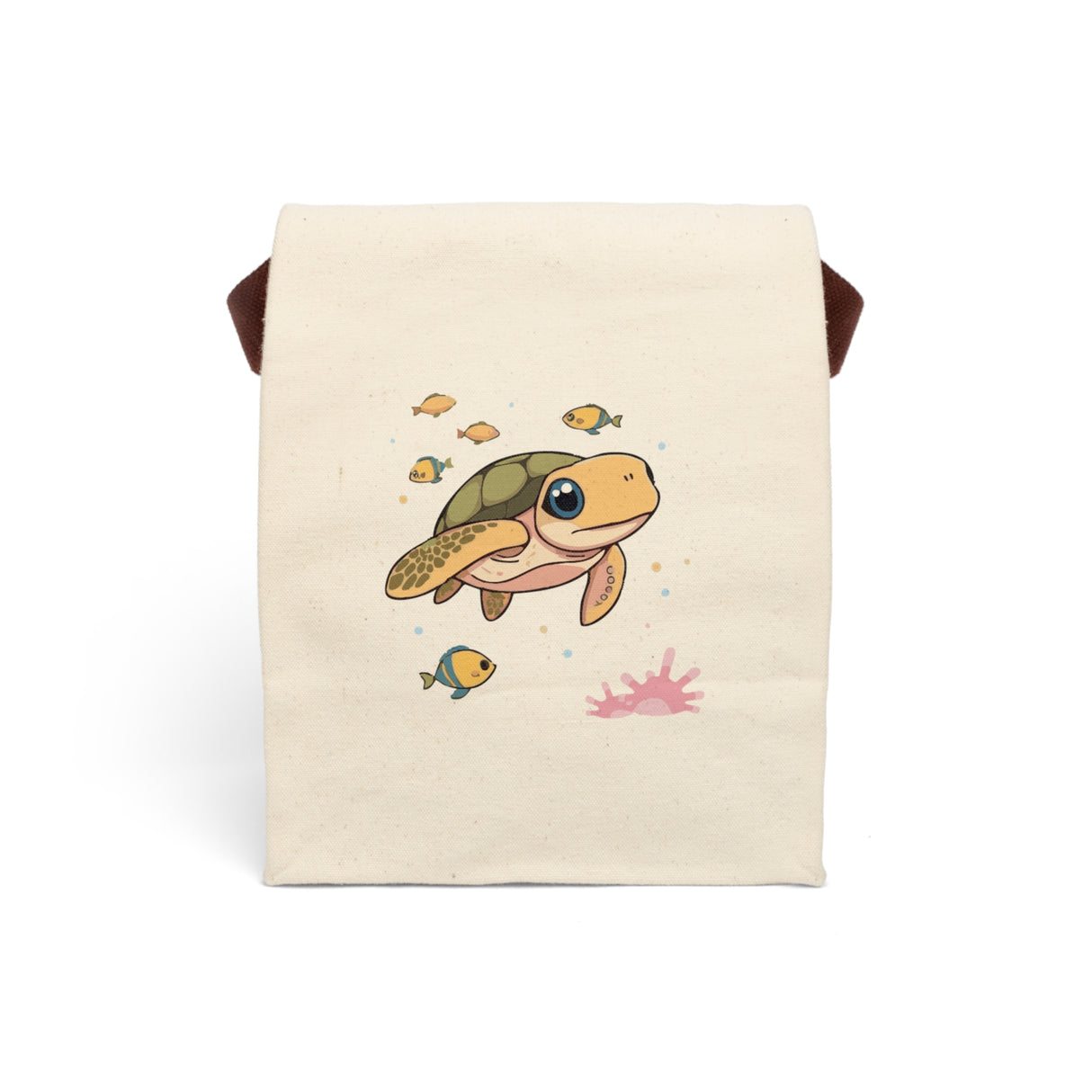 Cute Cartoon Sea Turtle Lunch Bag - Reusable Canvas Lunch Bag