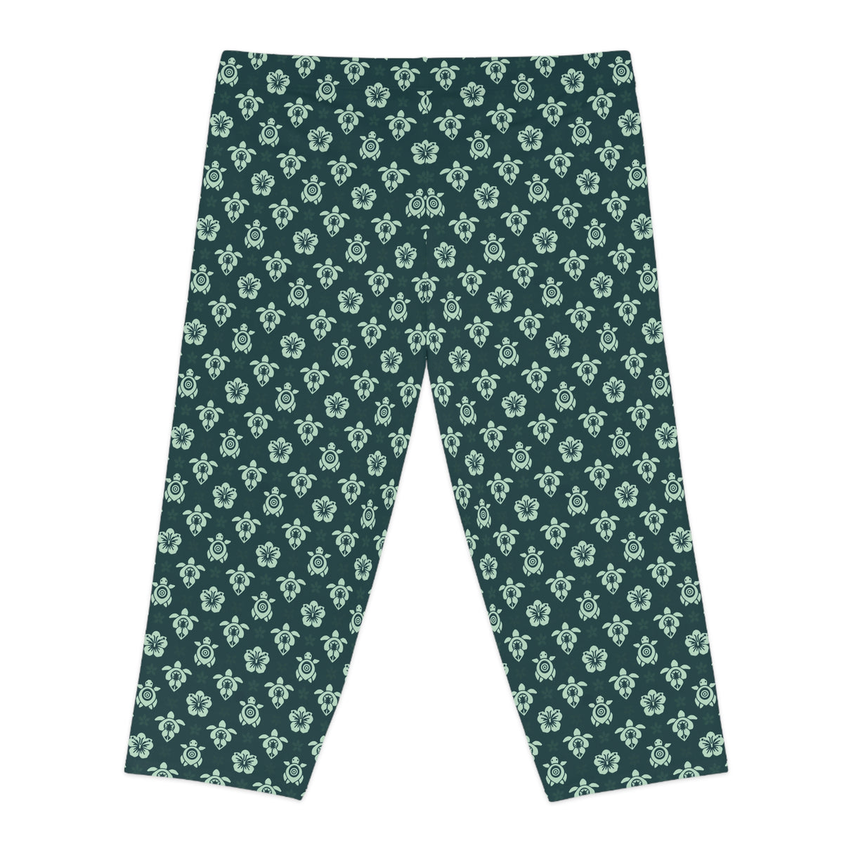 Dark Teal Sea Turtle Capri Leggings
