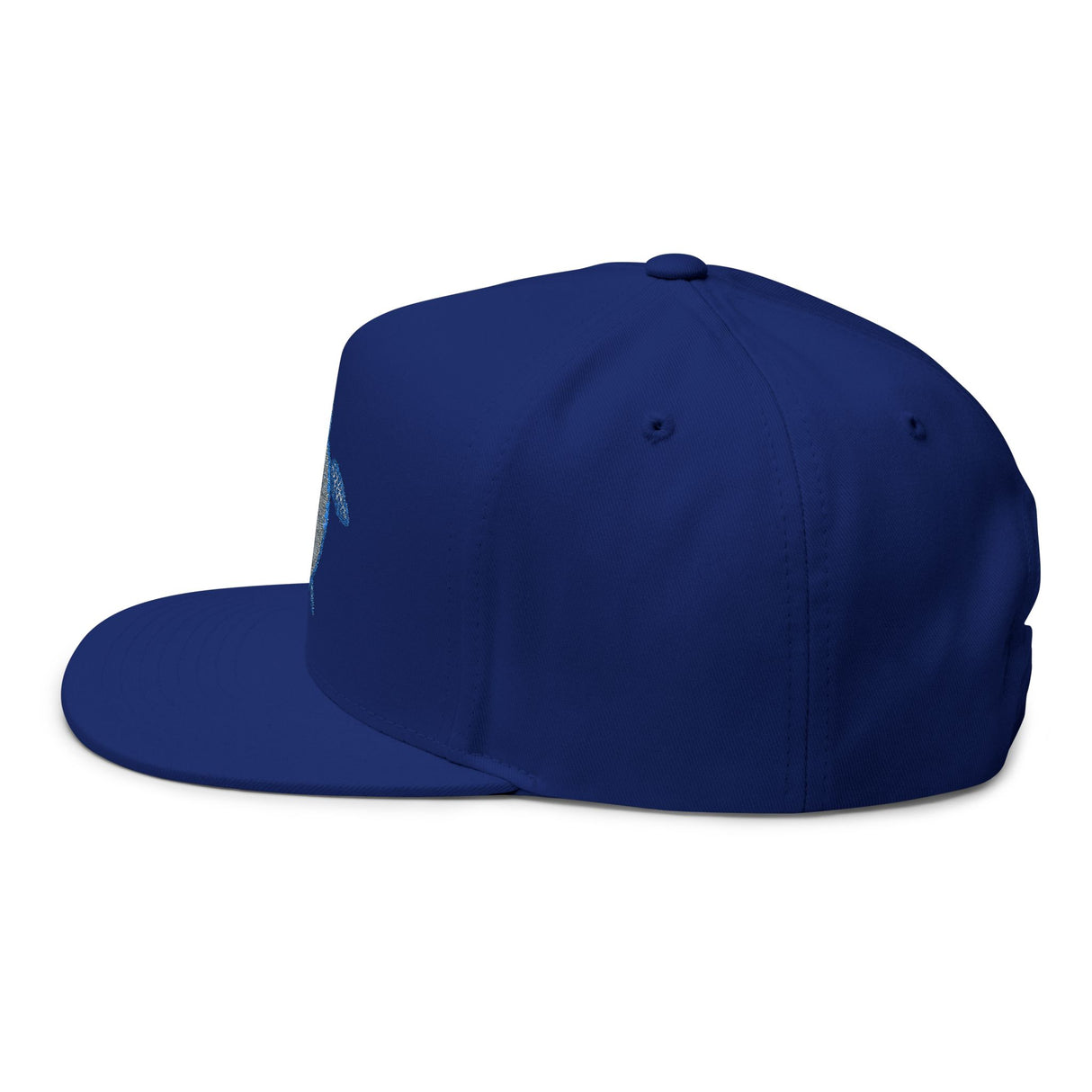 Blue Sea Turtle Profile Embroidered Flat Bill Cap