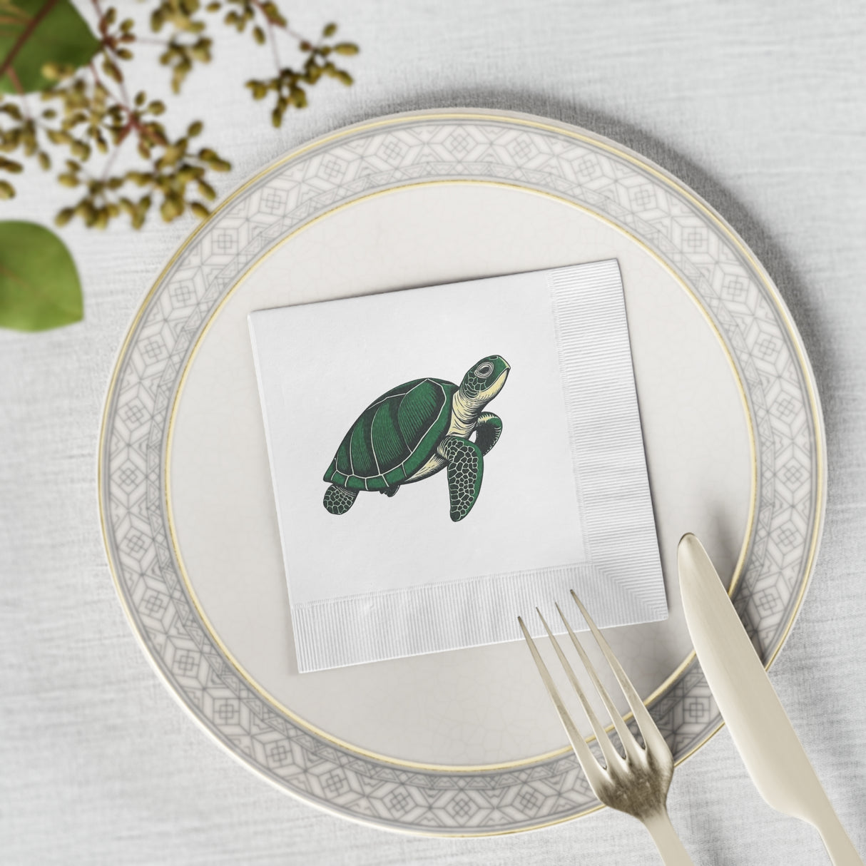 Pen and Ink SeaTurtle-Themed Cocktail Napkins