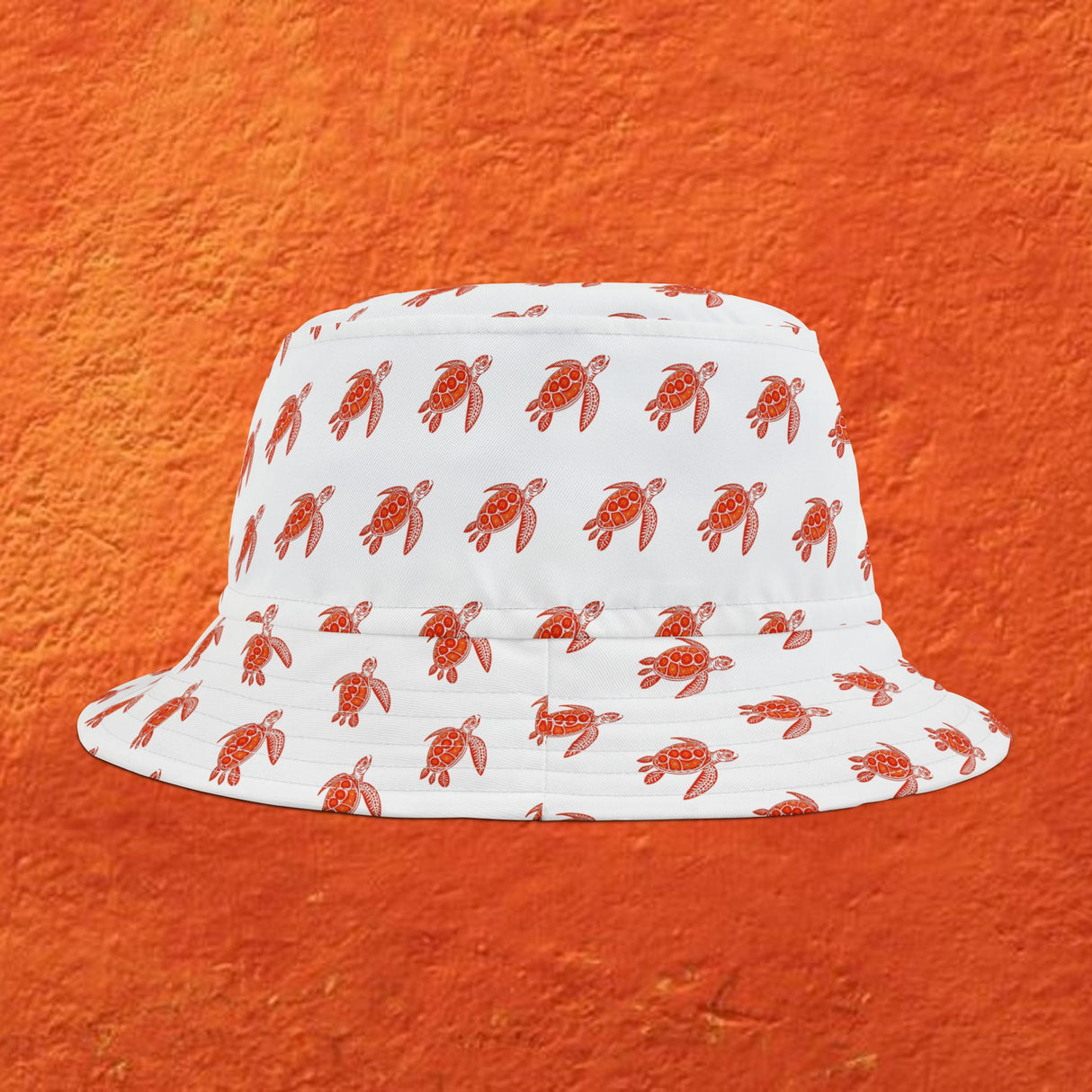 White Red Sea Turtle Pattern Bucket Hats - Large Sizes Available
