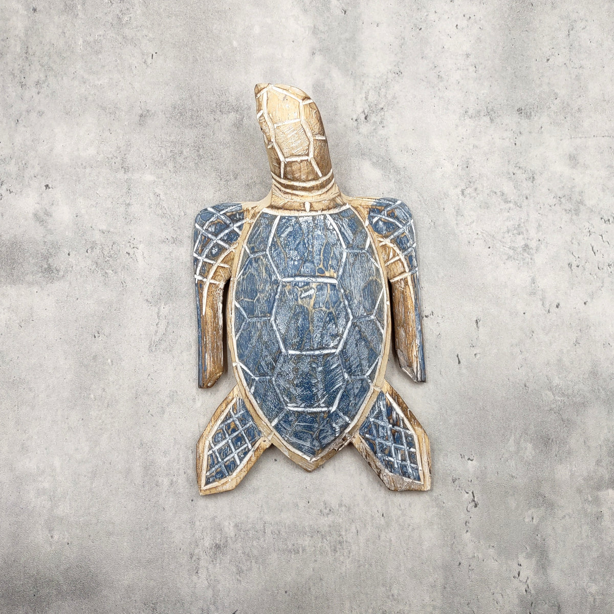 Large Blue Sea Turtle Painted Wood (1 sea turtle approx. 10+ inches) Dark Blue Painted Wooden Sea Turtle Figure for home décor & display!