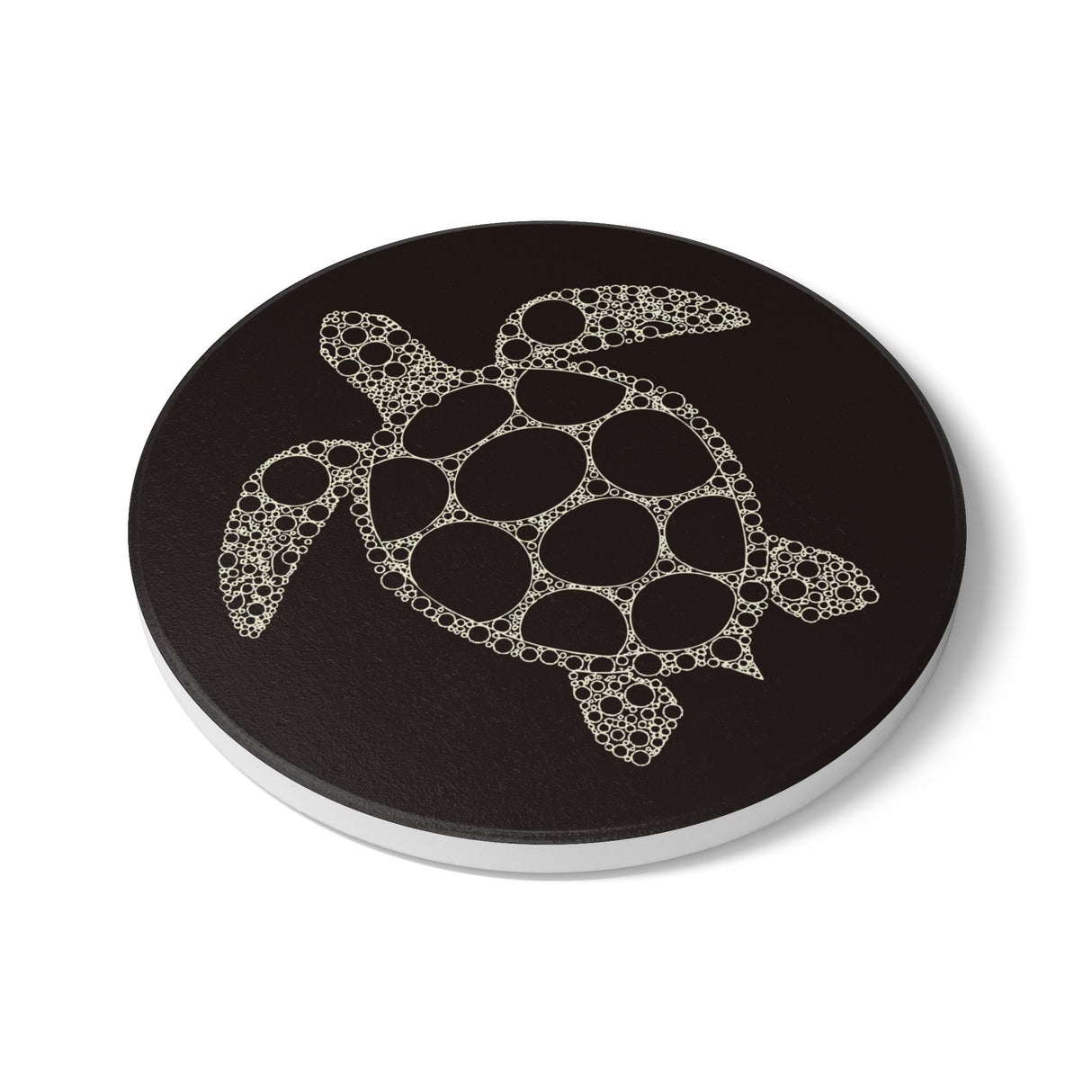 Dark Brown Intricate Eco-Friendly Sea Turtle Ceramic Coaster