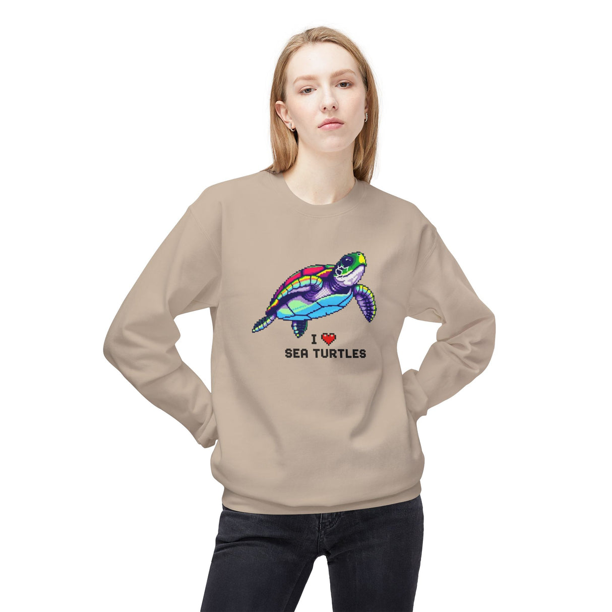 8 Bit I Love Sea Turtle Sweatshirt - 4 colors