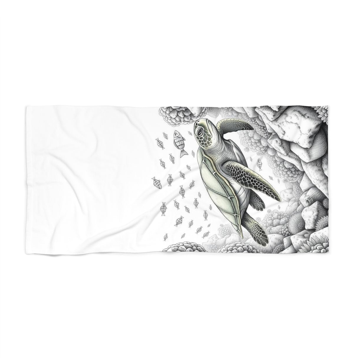 White Floating Sea Turtle Beach Towel