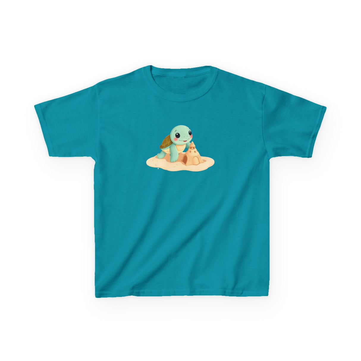 Kids Cute Baby Sea Turtle Sand Castle Cartoon Tee - 8 colors