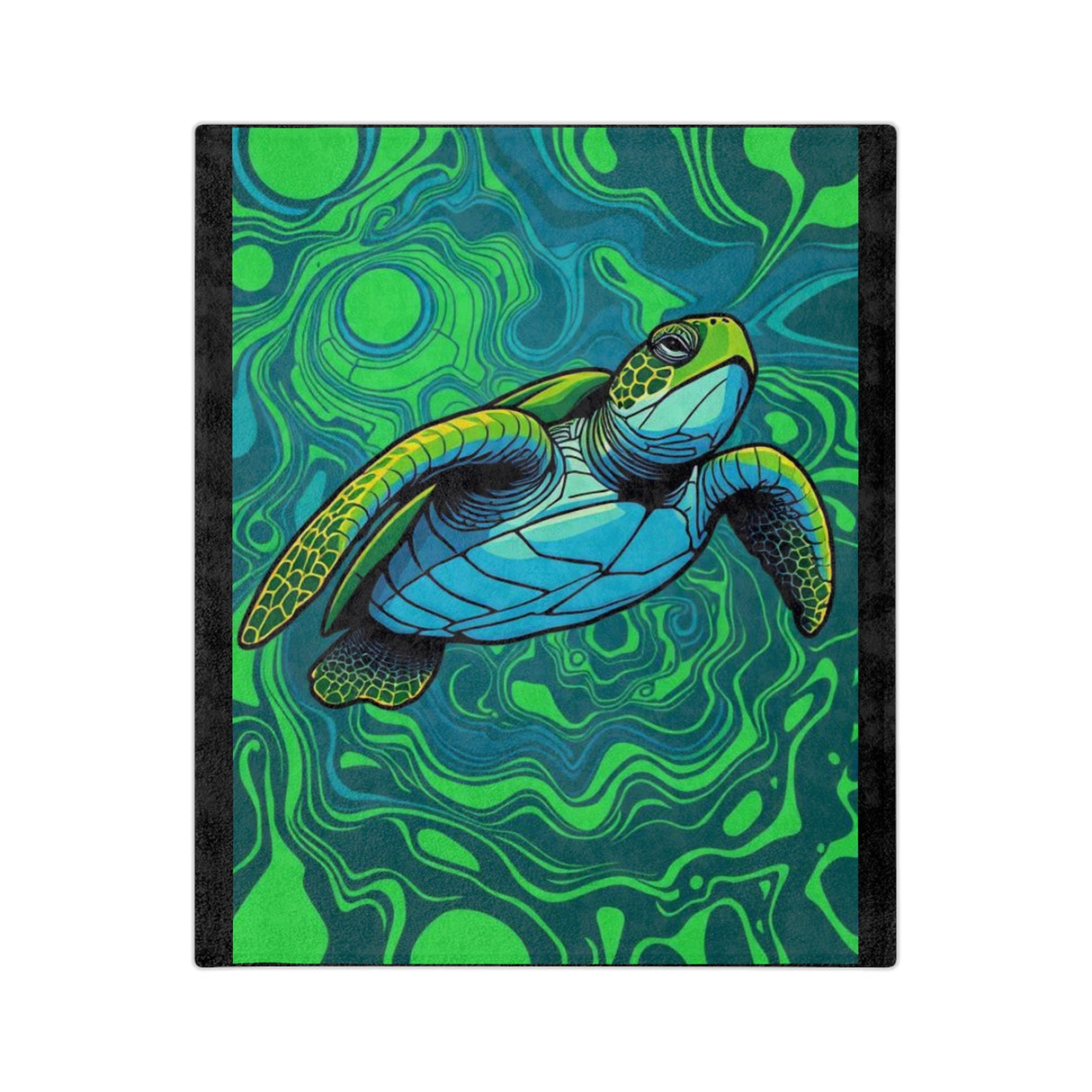 Vibrant Green Sea Turtle-Themed Velveteen Microfiber Blanket - 3 Sizes