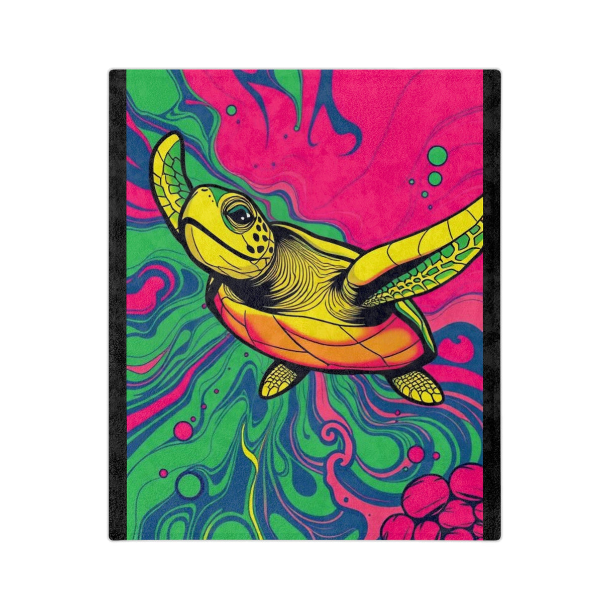 Swirling Sea Turtle-Themed Velveteen Microfiber Blanket - 3 Sizes