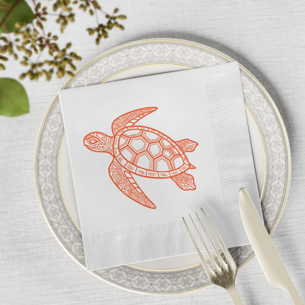 Orange Tropical SeaTurtle-Themed Cocktail Napkins