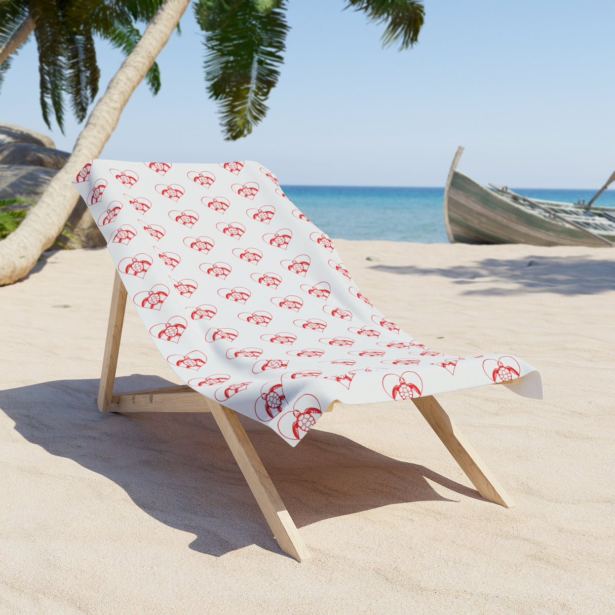 Red Heart Sea Turtle Beach Towel