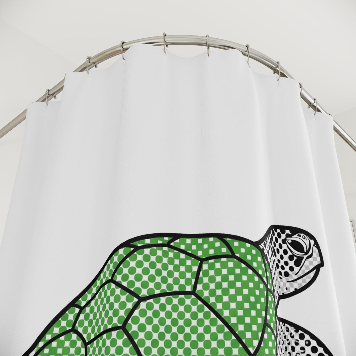 Halftone Sea Turtle Shower Curtains - Coastal Bathroom Decor