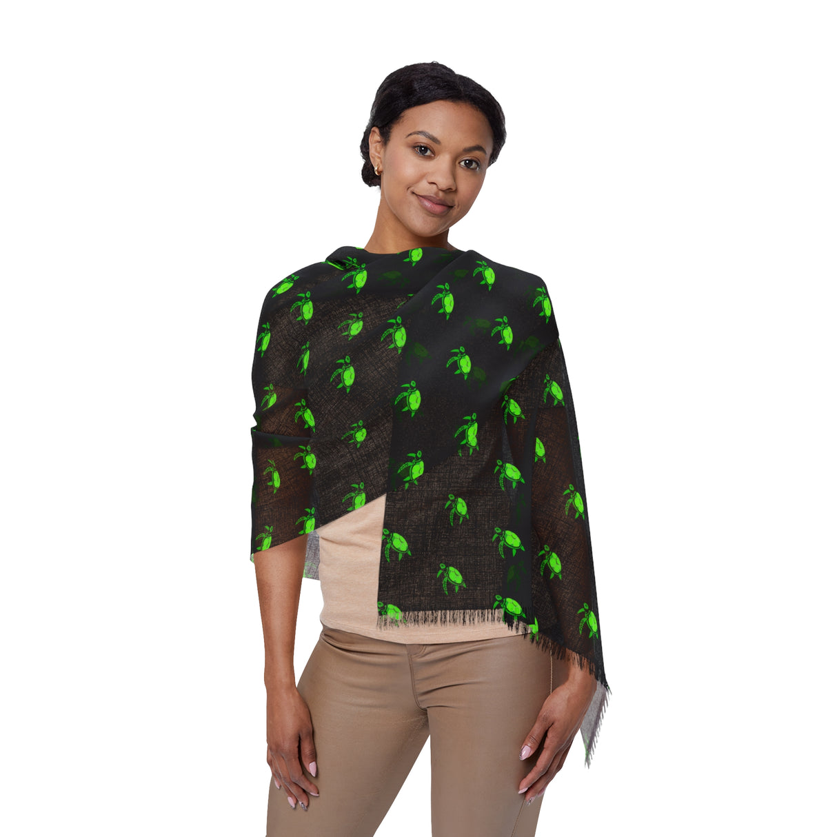 Black and Green Sea Turtles Light Scarf