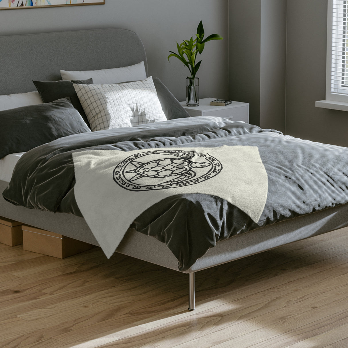 Tribal Tropical Sea Turtle-Themed Velveteen Microfiber Blanket - 3 Sizes