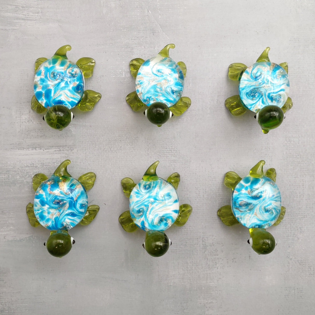 Swirl Glass Sea Turtle Figurine Green Blue (1 figure approx. 1.5 inches) Swirly Green Blue Glass Sea Turtle for gifts décor & collecting!
