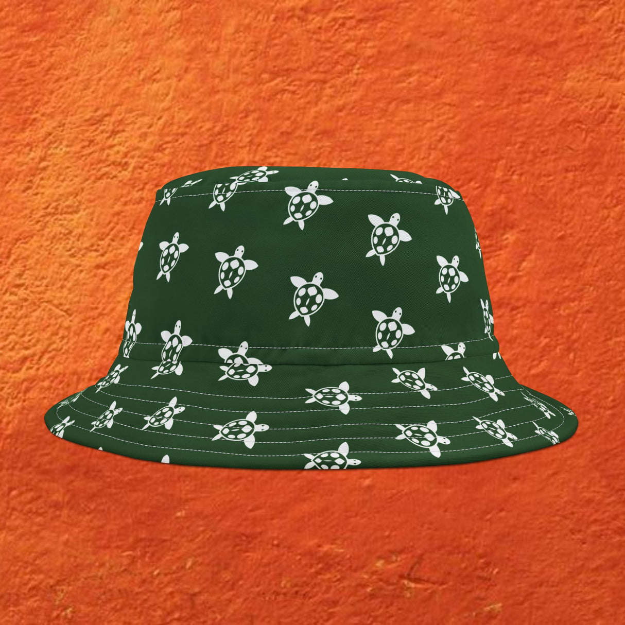 Green and White Print Sea Turtle Pattern Bucket Hats - Large Sizes Available
