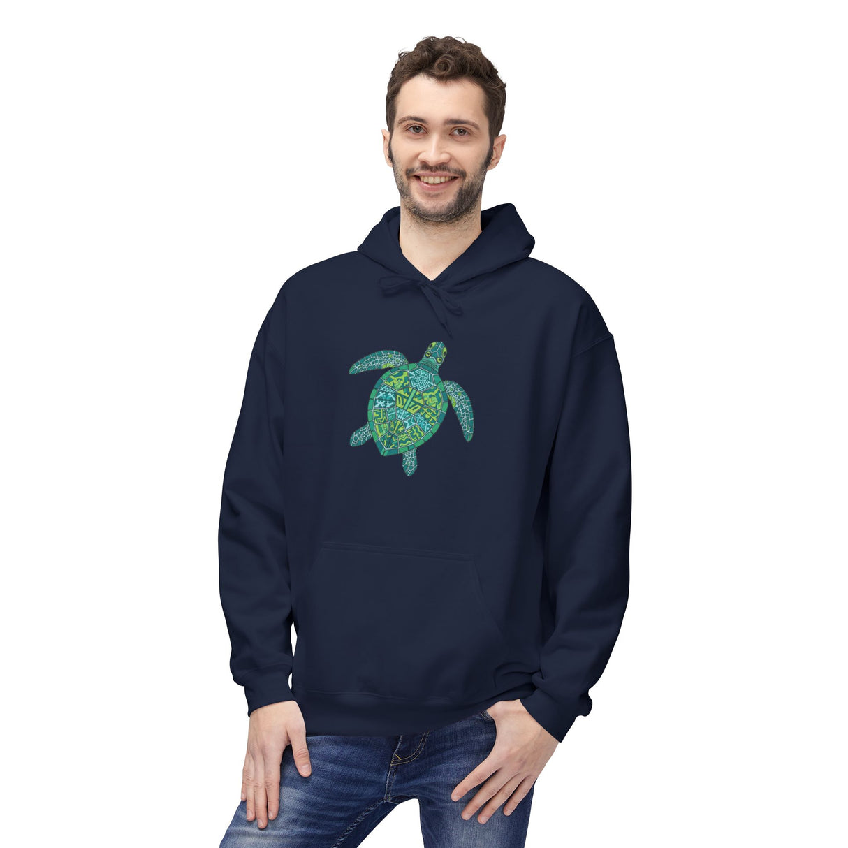 Teal Tribal Sea Turtle Hoodie - Sea Turtle Sweatshirt - 6 Colors