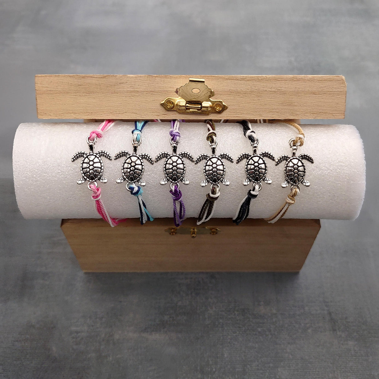 Sea Turtle Charm Bracelet Brown Green White Cord (approx. 5-7+ inches AROUND) Olive Green Brown Sea Turtle String Bracelet Jewelry to gift!