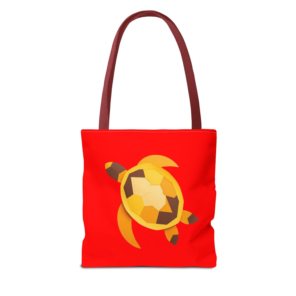 Red and Gold Collage Print Sea Turtle Tote Bag - 3 sizes