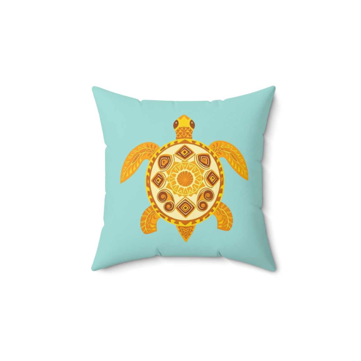 Blue And Yellow Boho Sea Turtle Faux Suede Pillow - 4 sizes