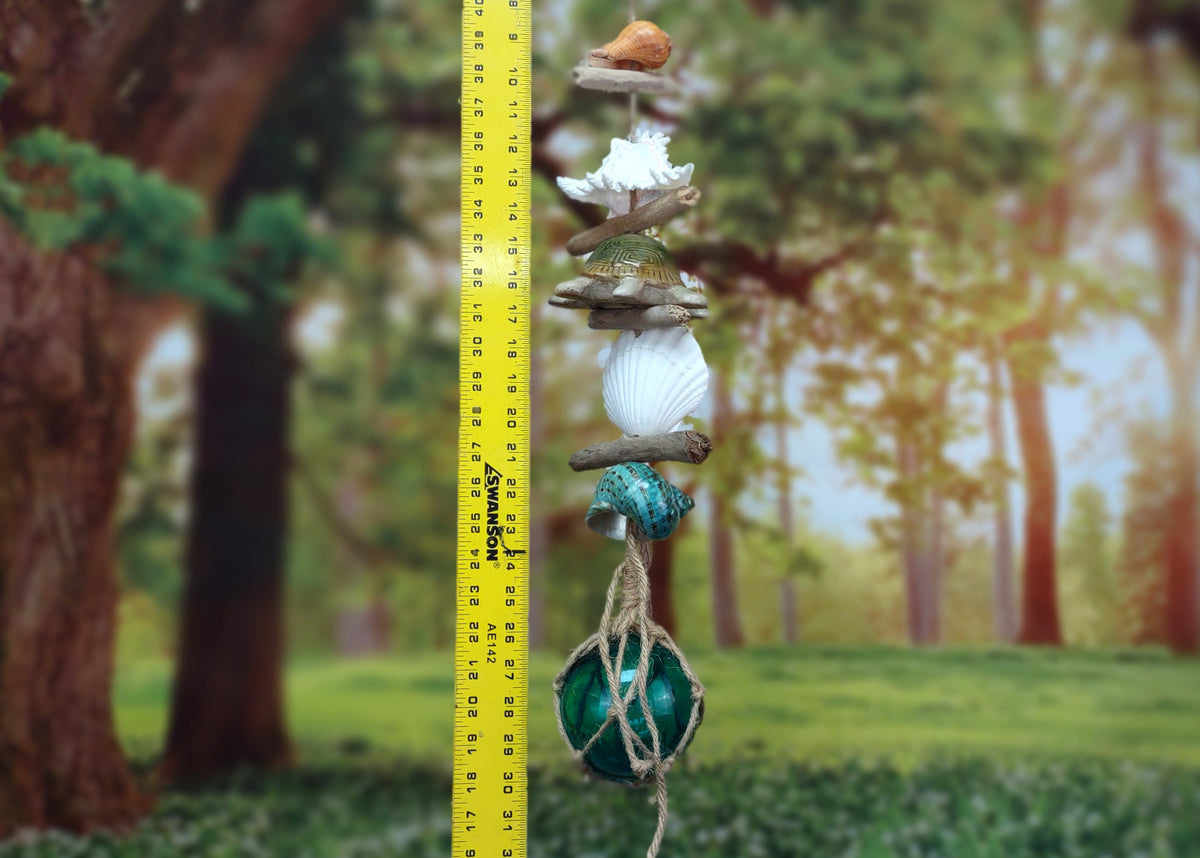 Hanging Nautical Garland Green Glass Float Sea Turtle Shells (1 Garland approx. 24 x 6 inches) Turtle Shells Mobile for beachy home decor!
