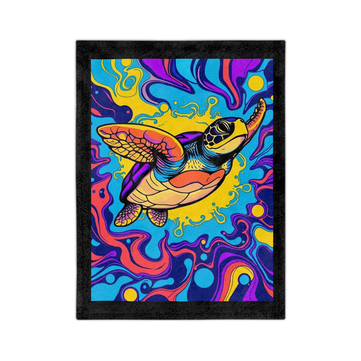 Colorful Sea Turtle-Themed Velveteen Microfiber Blanket - 3 Sizes