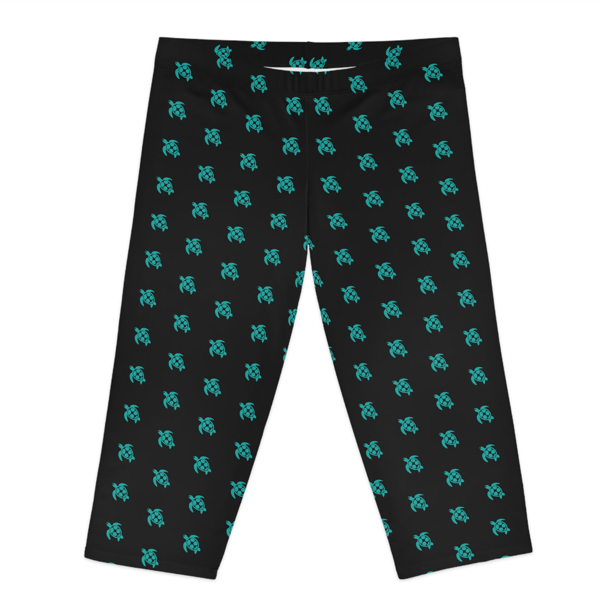 Black and Teal Sea Turtle Capri Leggings