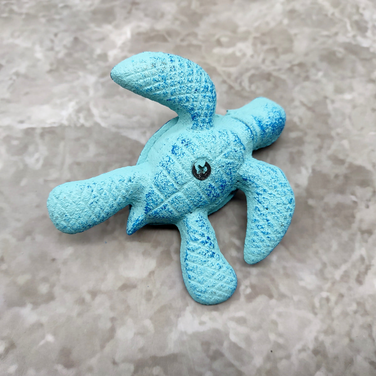 Small Metal Aqua Blue Sea Turtle Figurine (1 turtle figure approx. 3.75+ inches) Small Iron Blue Sea Turtle for coastal home decor & gifts!