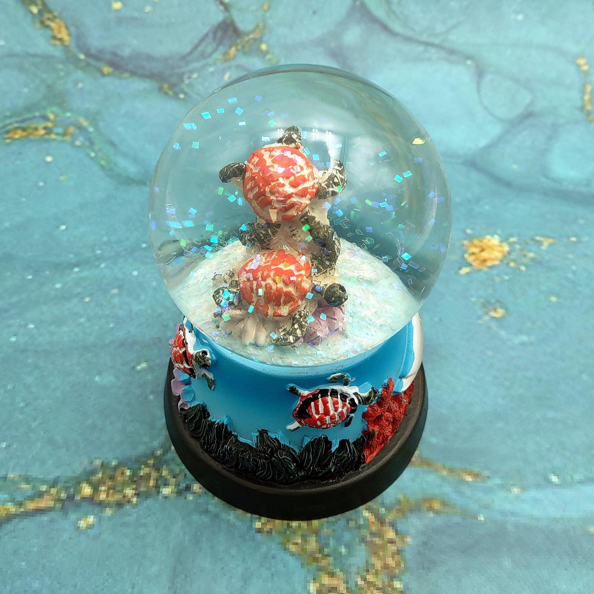 Brown Sea Turtle Seasonal Holiday Water Globe (1 globe approx. 4+ inches tall) Decorative Brown Sea Turtles Water Globe for coastal display!