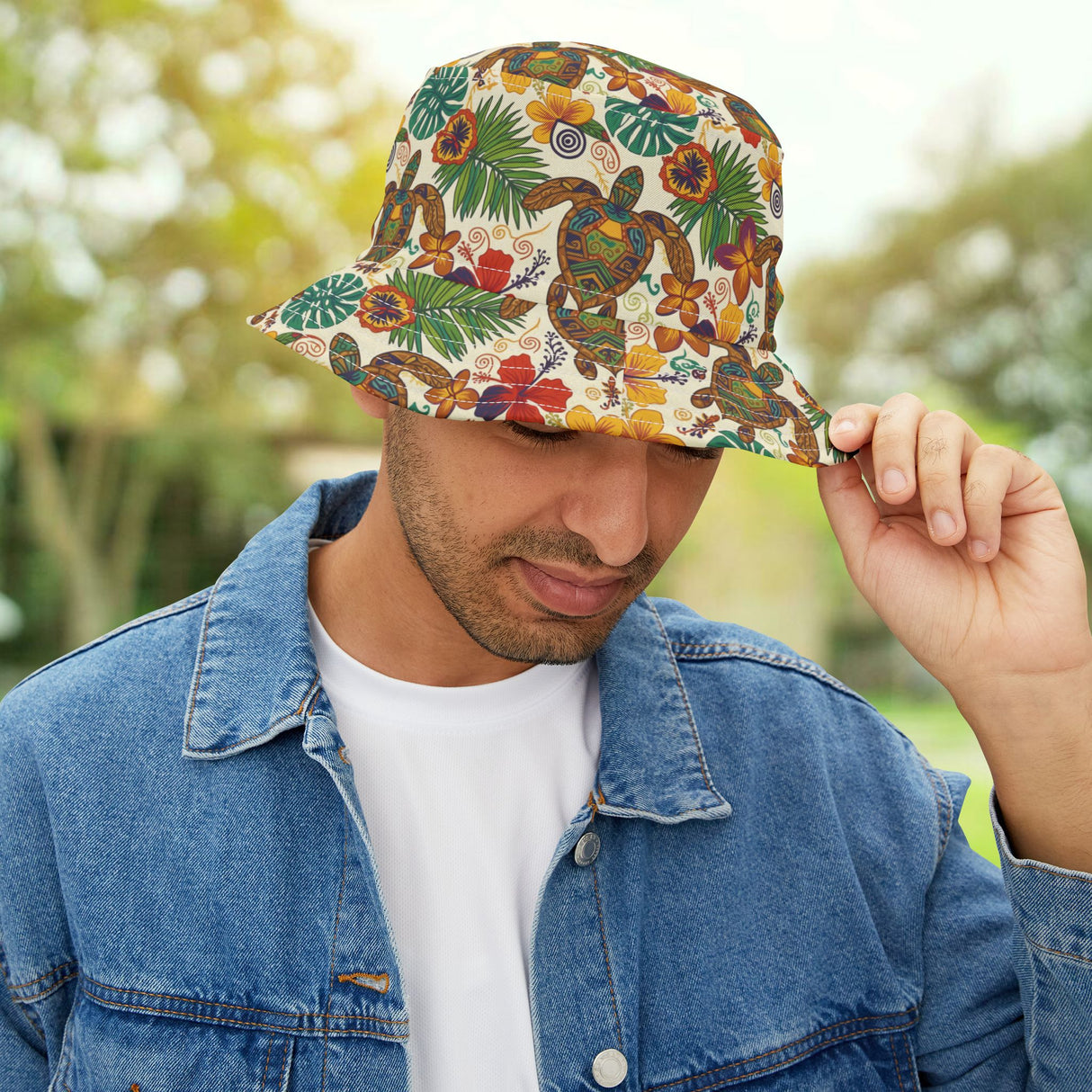 Tiki Tones Sea Turtle Pattern Bucket Hats - Large Sizes Available