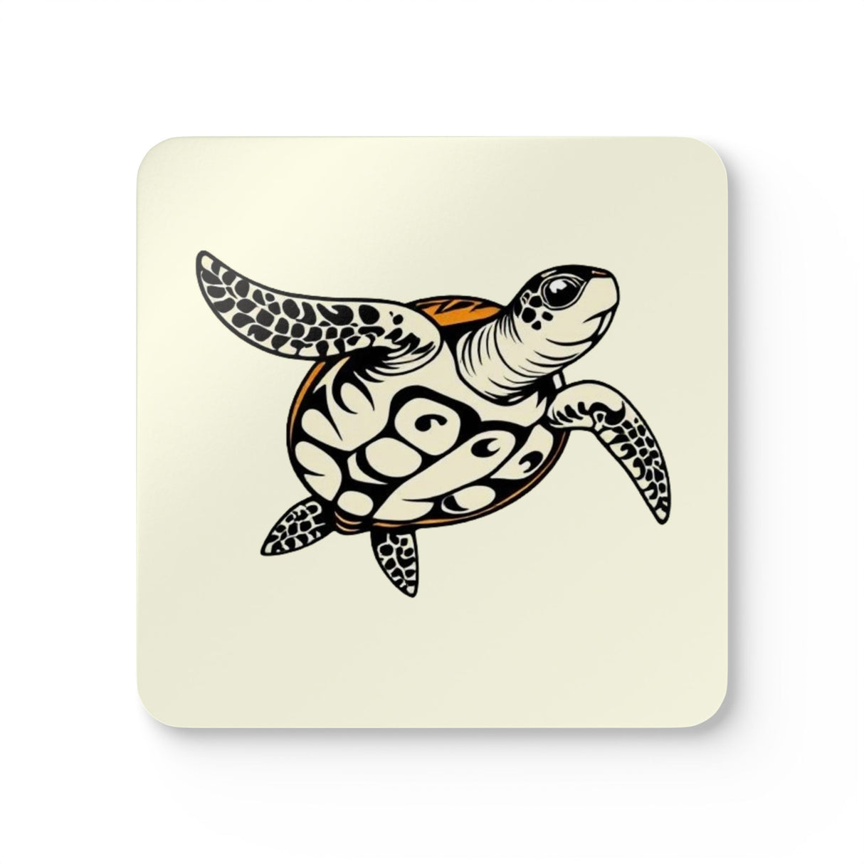 Black and Orange Sea Turtle Corkwood Coaster Set