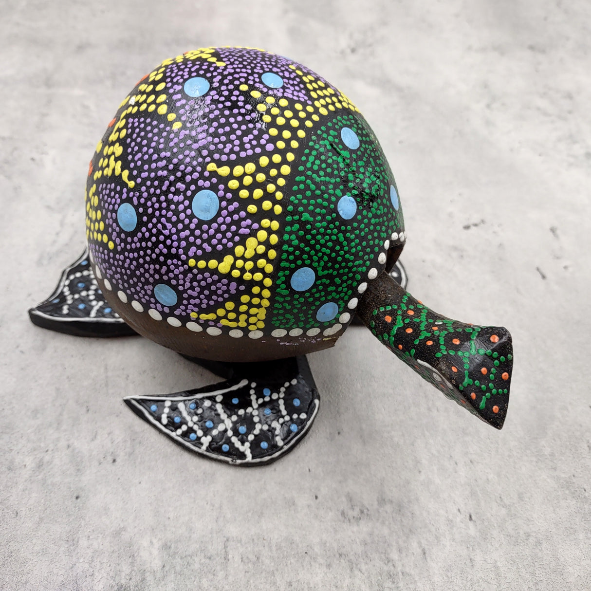 Painted Coconut Sea Turtle Bobblehead Handmade Purple Dot (1 sea turtle approx. 6.5 inches) Painted Coconut Sea Turtle for home décor!