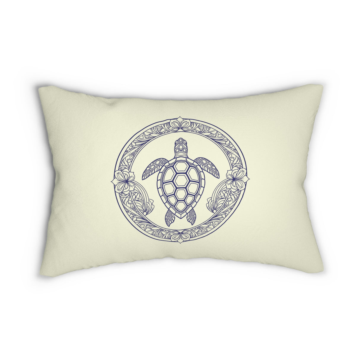 Purple Tropical Flower Sea Turtle Lumbar Pillow