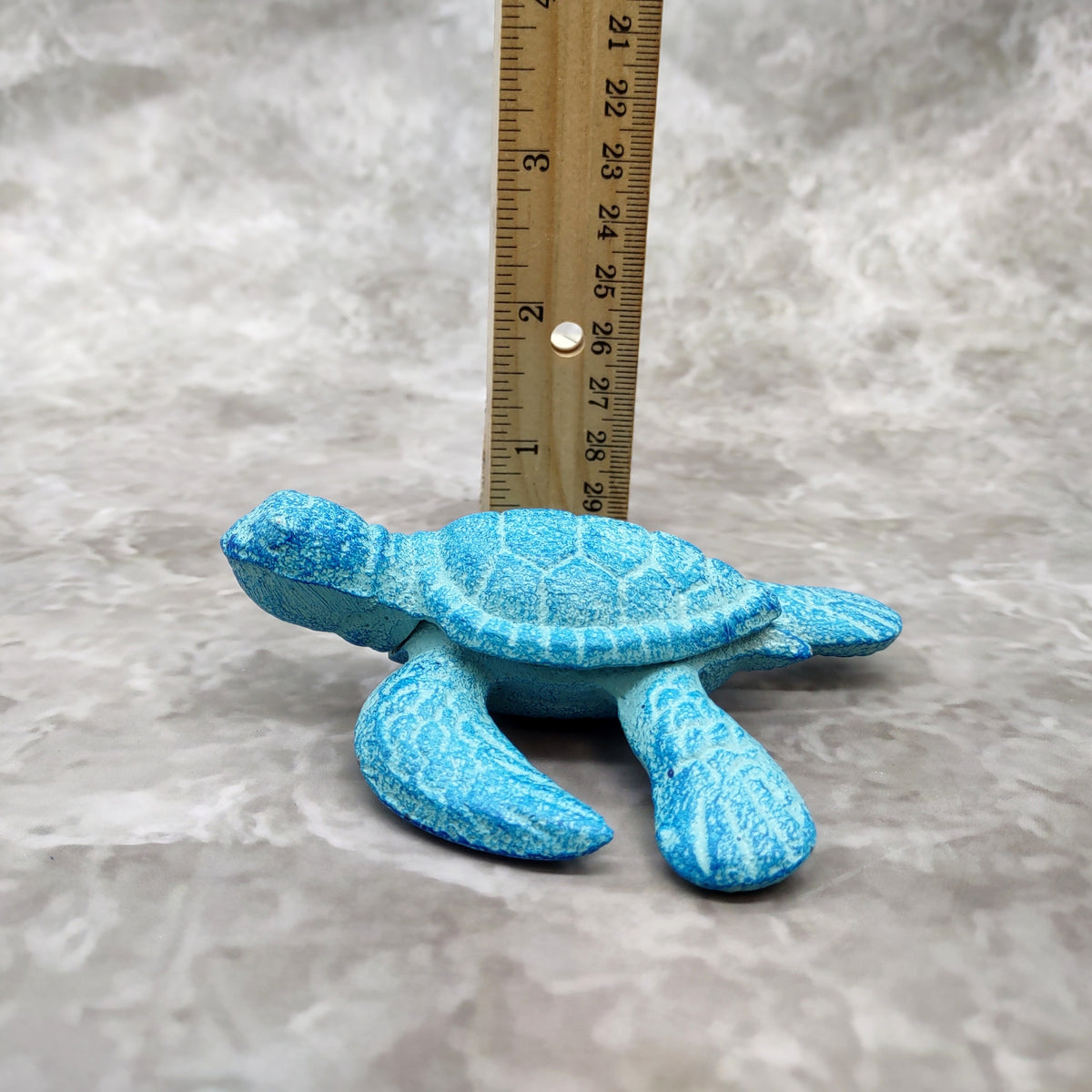 Small Metal Aqua Blue Sea Turtle Figurine (1 turtle figure approx. 3.75+ inches) Small Iron Blue Sea Turtle for coastal home decor & gifts!