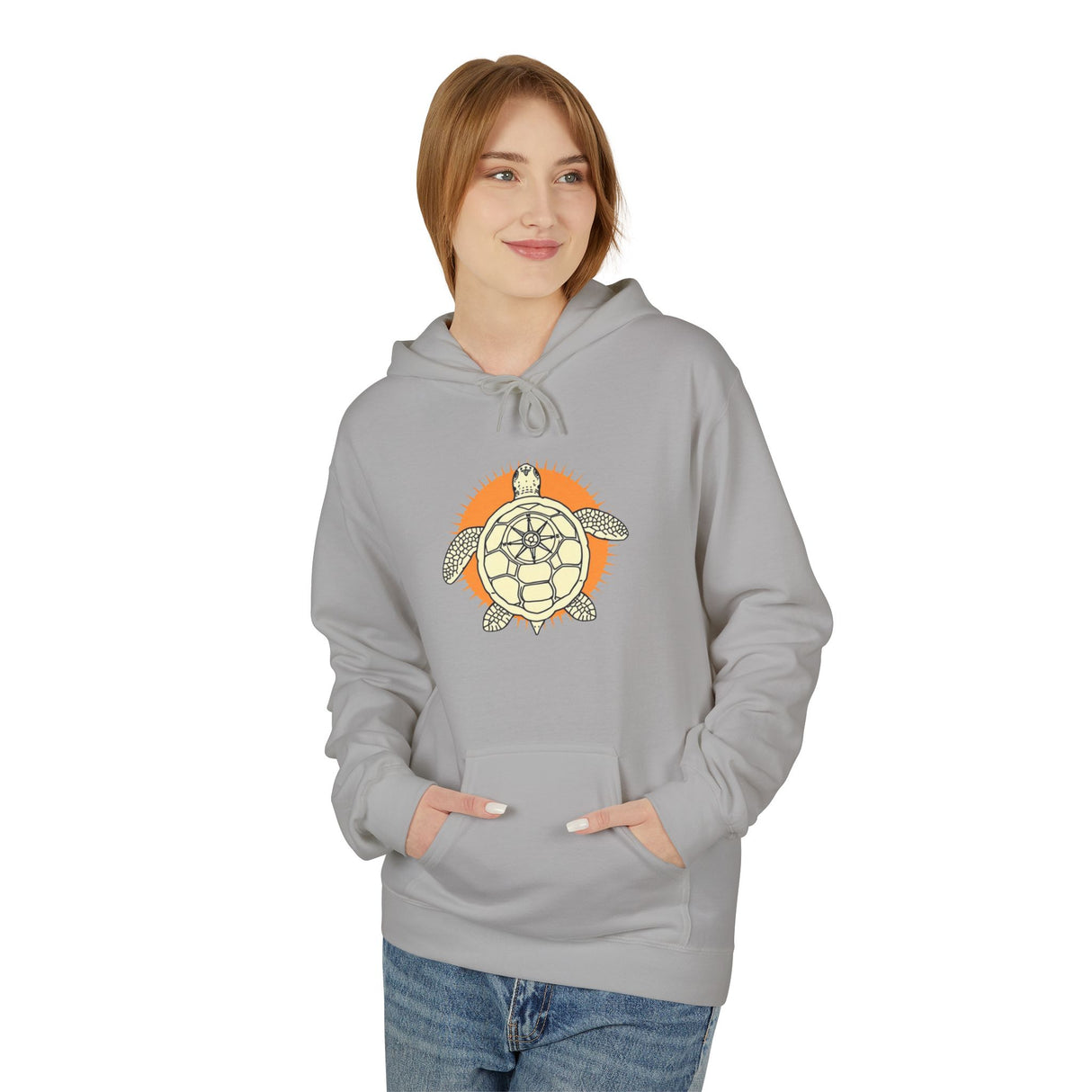 White and Orange Comic Book Art Sea Turtle Hoodie - 5 Colors