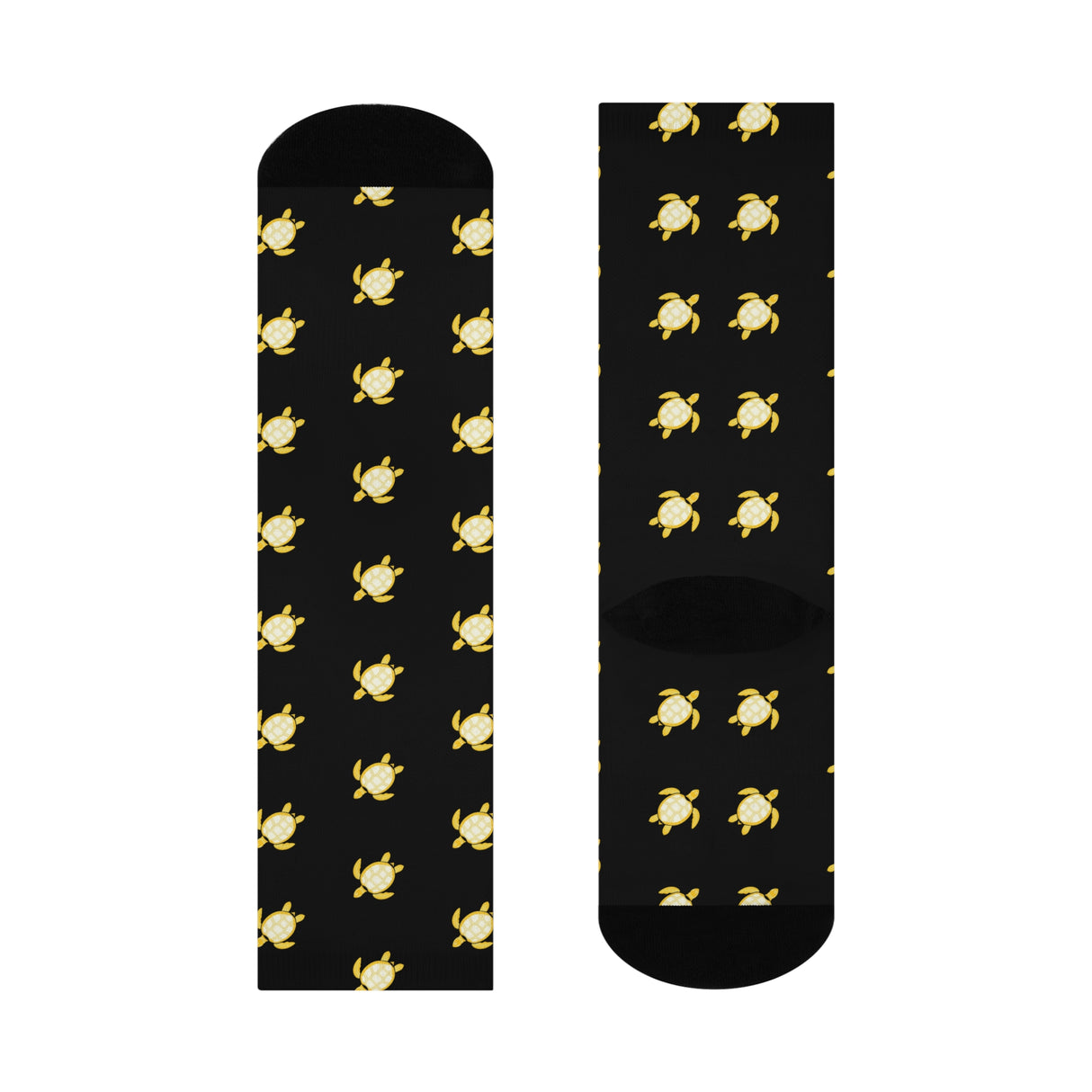 Black and Yellow Sea Turtle Cushioned Crew Socks