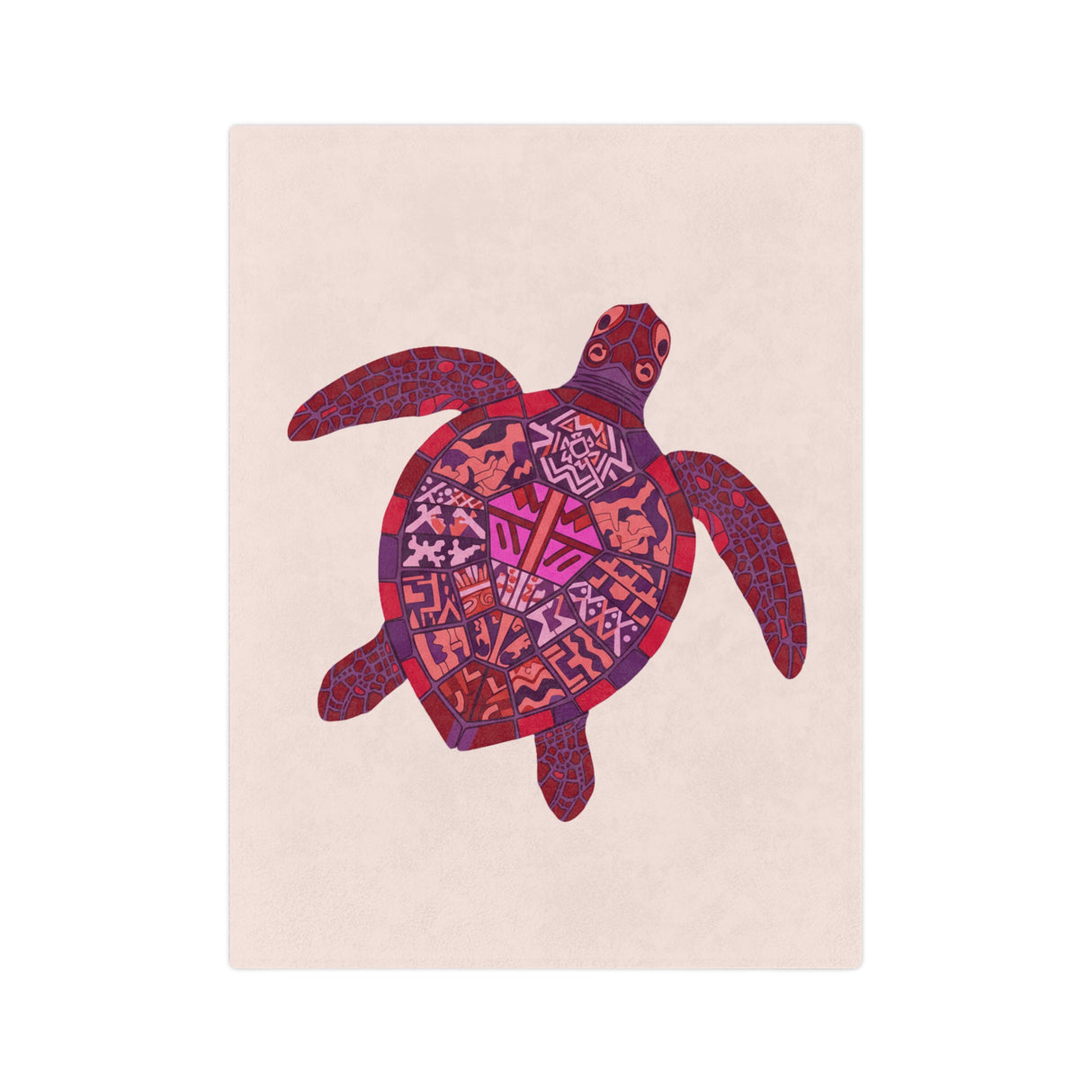 Peach and Purple Sea Turtle-Themed Velveteen Microfiber Blanket - 3 Sizes
