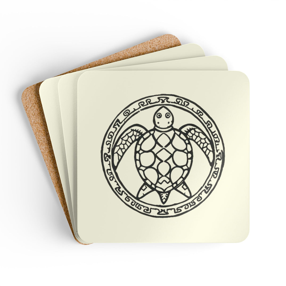 Ancient Sea Turtle Corkwood Coaster Set