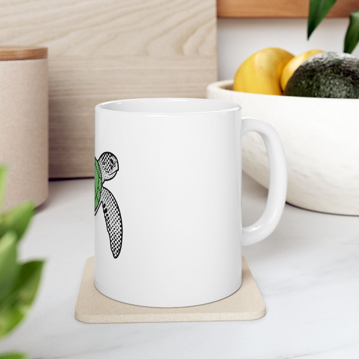 Half-Tone Design Sea Turtle Ceramic Mug