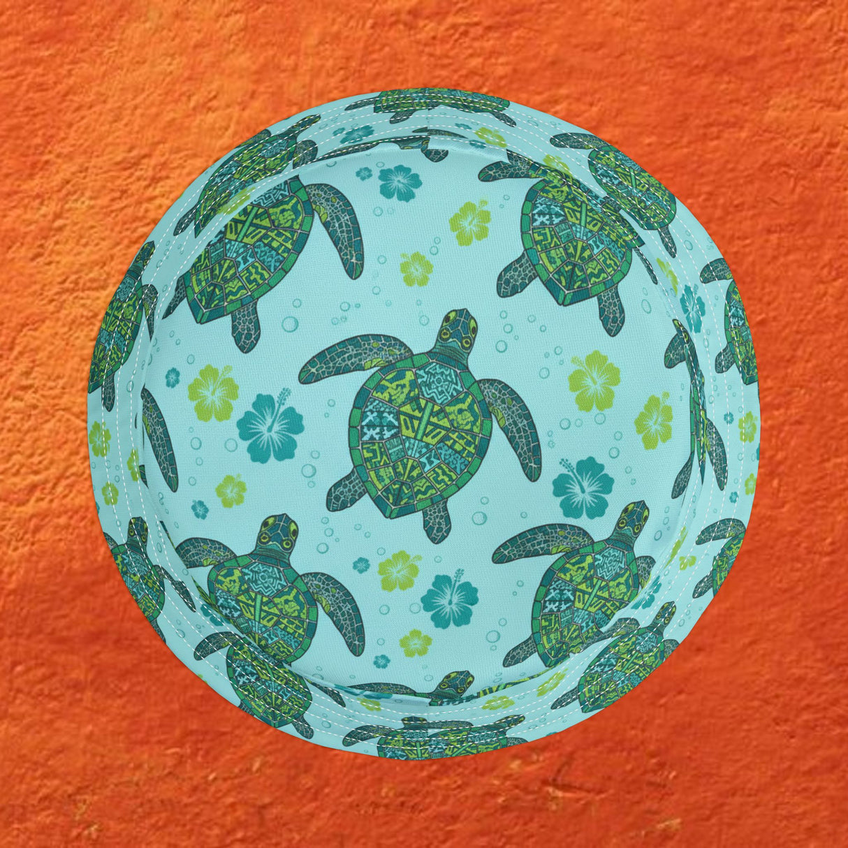 Sea Tones Island Print Sea Turtle Pattern Bucket Hats - Large Sizes Available
