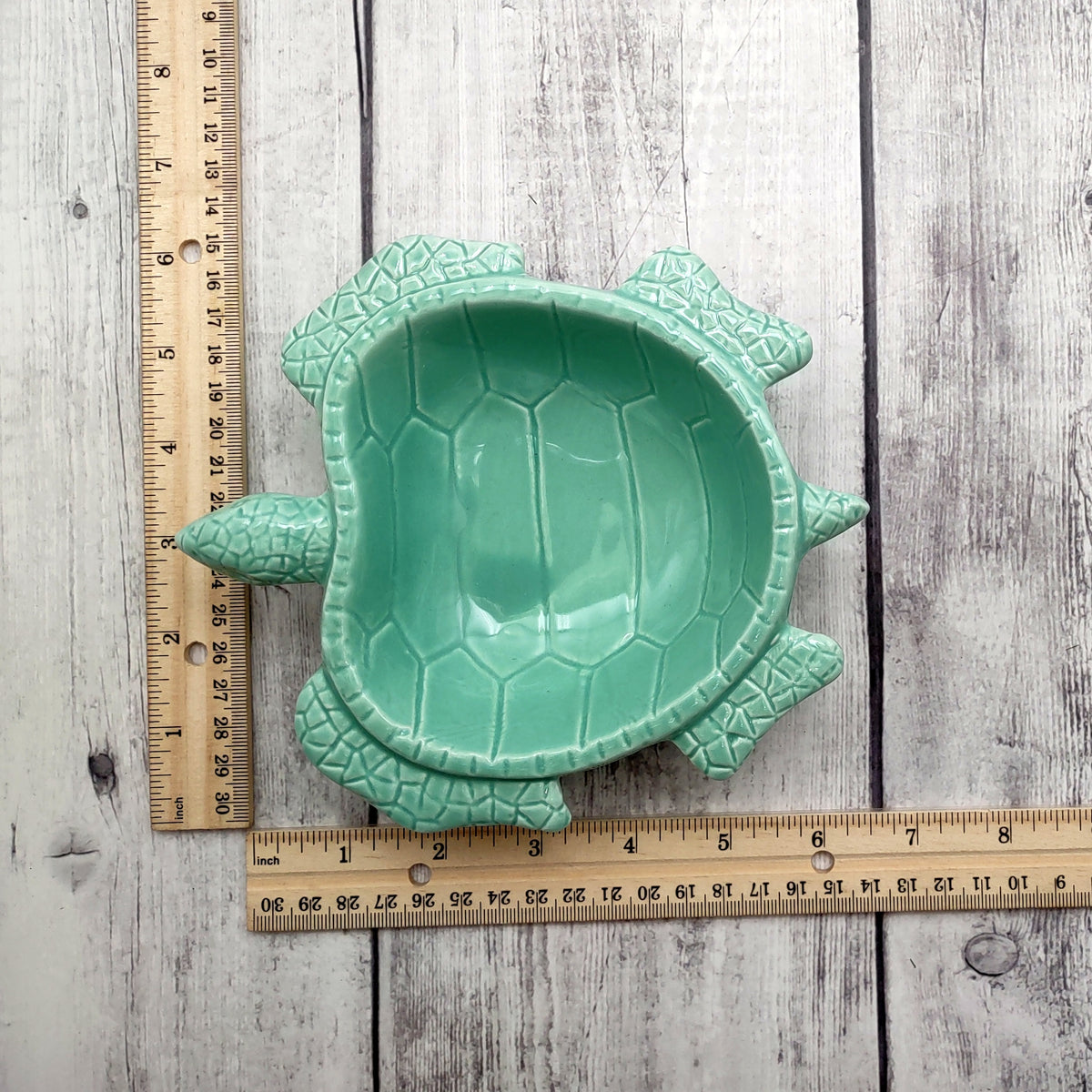 Sea Turtle Pastel Green Plate (1 dish approx. 6.75+ inches wide) Green Sea Turtle Ceramic Dish for coastal table charm display & kitchen accent